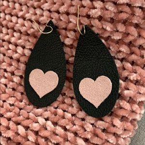 Leather Heart Earrings